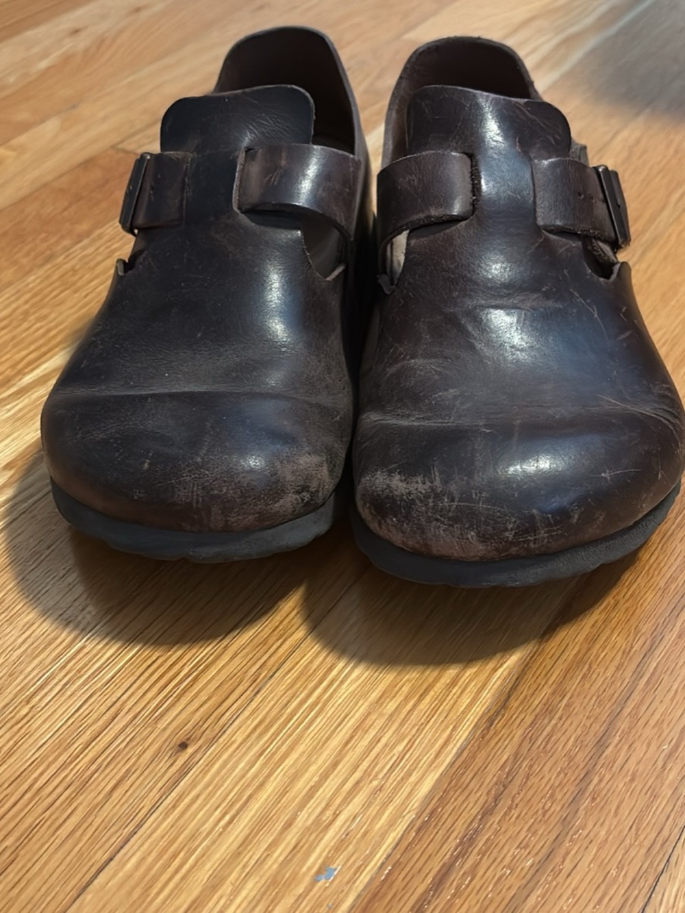 Birkenstock Brown Leather Slip-On Clog with Buckle - Picture 2 of 5